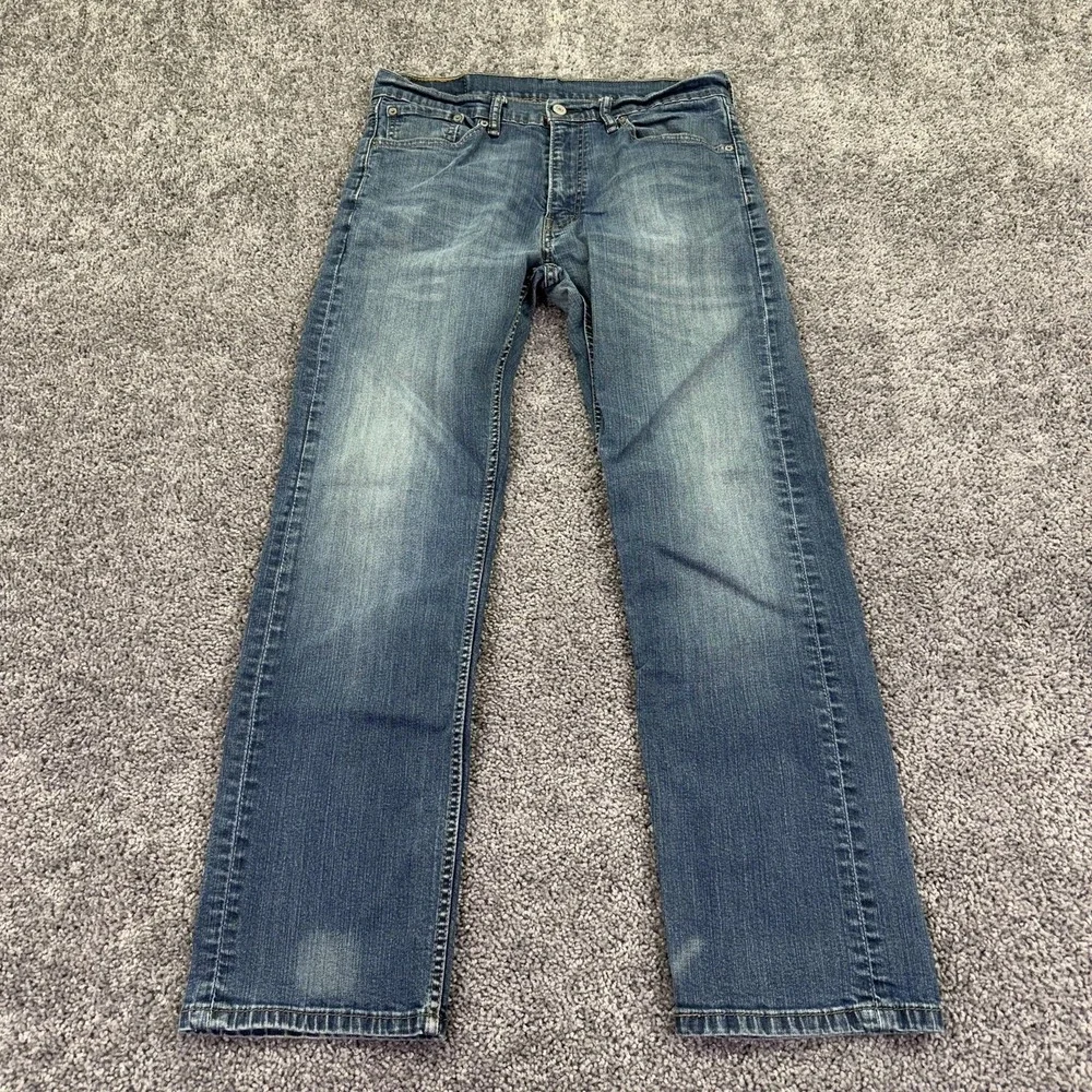 Levis 505 Jeans Mens 33x32 Blue Regular Straight Denim Medium Wash Stretch Logo